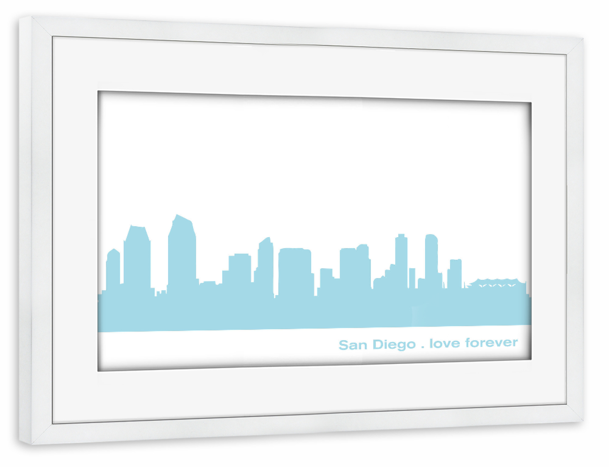 Poster mit Rahmen weiß "SAN DIEGO 08 Pastel-Blue Print" artboxONE - Städte,Reise,Städte / Weitere