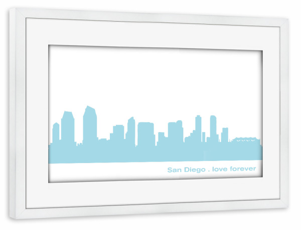 Poster mit Rahmen weiß "SAN DIEGO 08 Pastel-Blue Print" artboxONE - Städte,Reise,Städte / Weitere