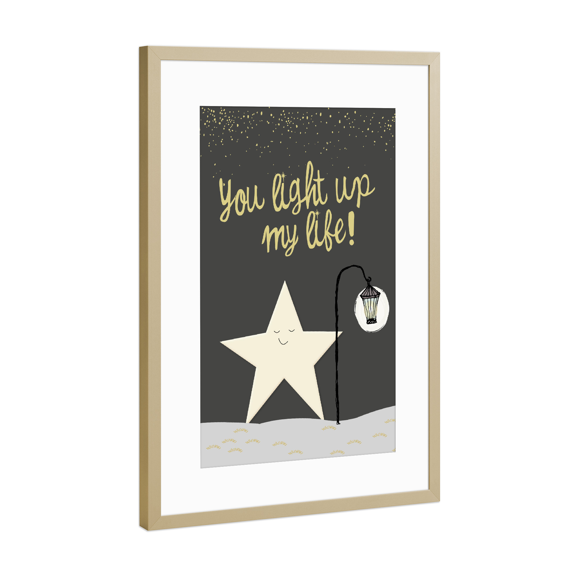 Poster mit Rahmen Gold "You light up my life" artboxONE - Weihnachten