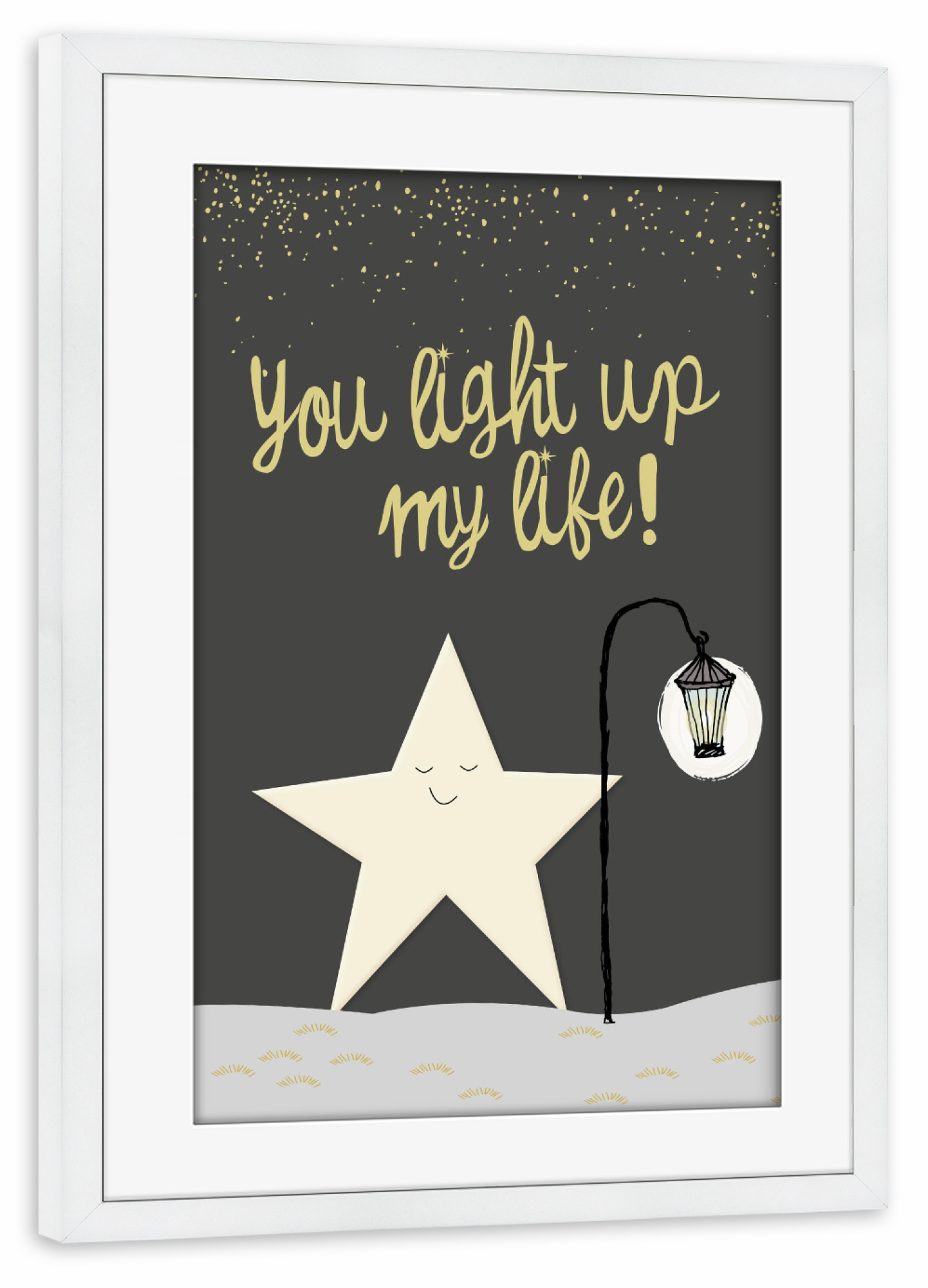 Poster mit Rahmen weiß "You light up my life" artboxONE - Weihnachten