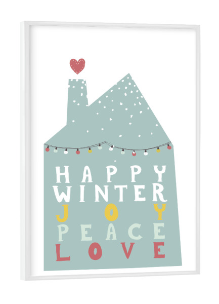 Poster mit weißem Rahmen "Happy Winter" artboxONE - Weihnachten
