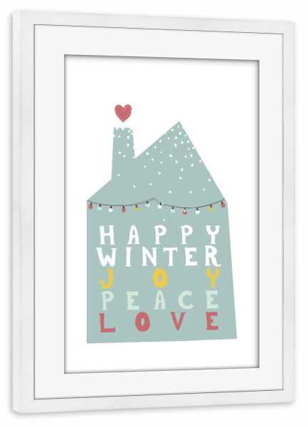 Poster mit Rahmen weiß "Happy Winter" artboxONE - Weihnachten