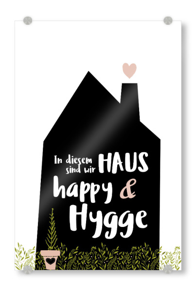 Acrylglasbild "Happy+Hygge" artboxONE - Schwarzweiß,Weihnachten,Für Mama,Für Papa