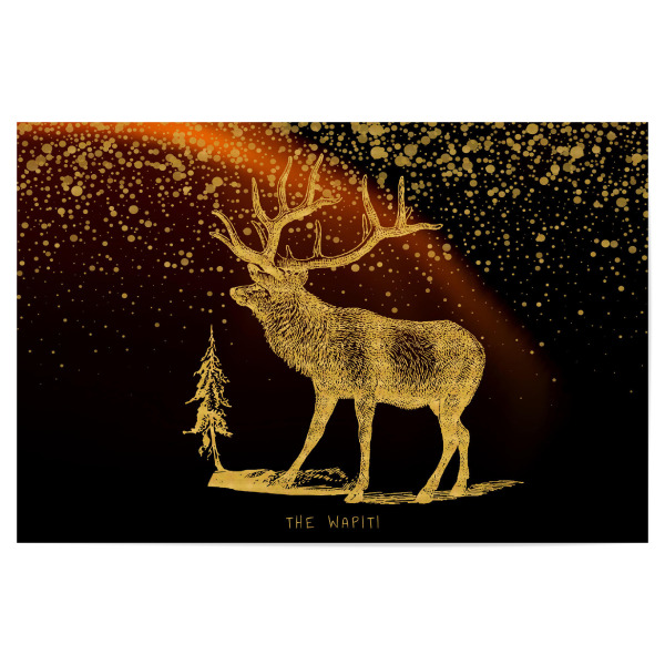 Poster 30x20 cm "The golden Wapiti" artboxONE - Weihnachten