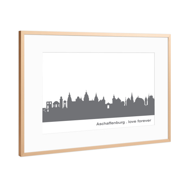 Poster mit Rahmen Kupfer "ASCHAFFENBURG 02 Dunkelgrau" artboxONE - Städte,Reise,Schwarzweiß,Städte / Weitere