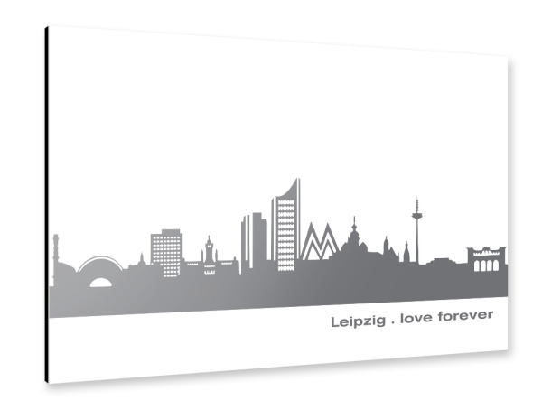 Alu-Dibond "LEIPZIG 02 Dunkelgraue Skyline" 30x20 cm artboxONE