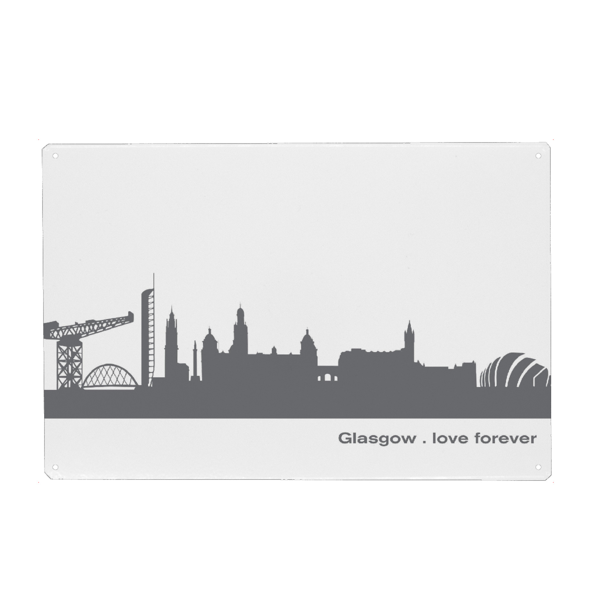 Holzbild "GLASGOW 02 Dunkelgraue Skyline" artboxONE - Städte,Reise,Schwarzweiß,Städte / Weitere