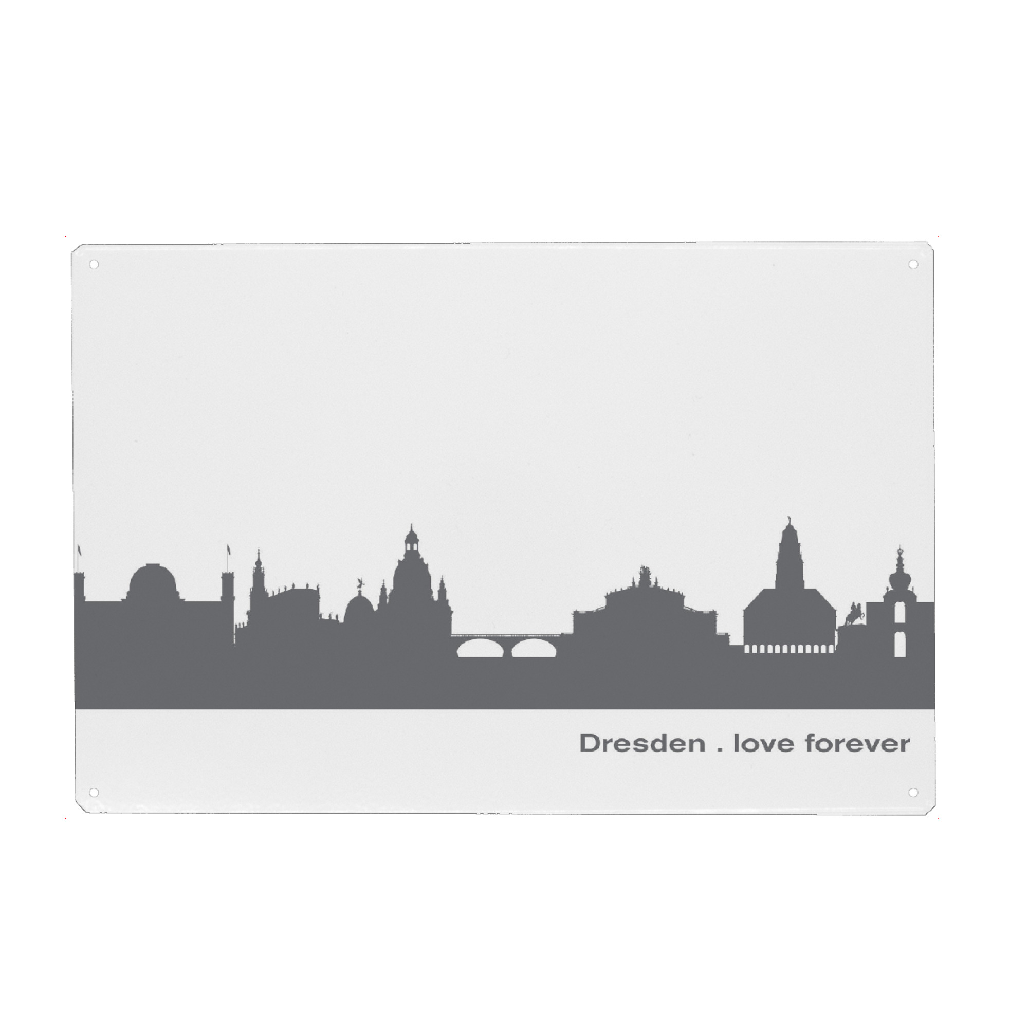Metall Poster "DRESDEN 02 Dunkelgraue Skyline" artboxONE - Städte,Reise,Schwarzweiß,Städte / Dresden