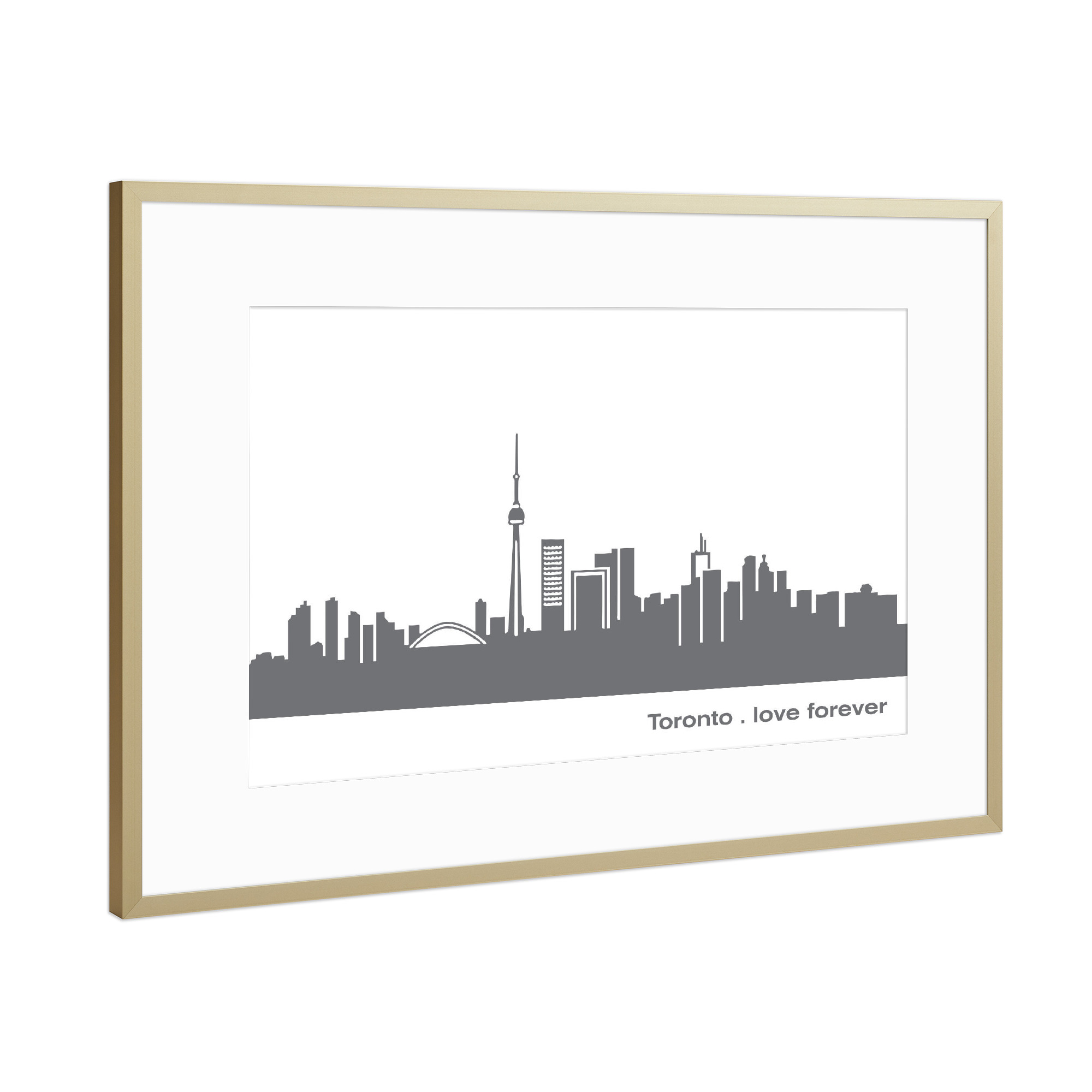 Poster mit Rahmen Gold "TORONTO 02 Dunkelgraue Skyline" artboxONE - Städte,Reise,Schwarzweiß,Städte / Weitere