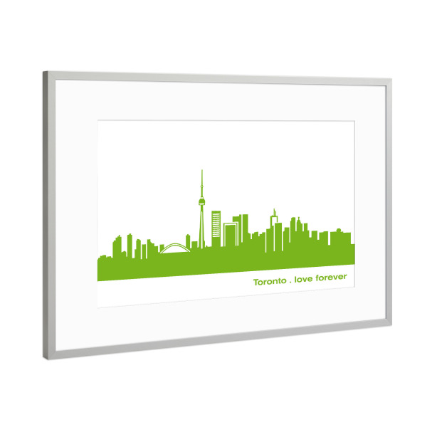 Poster mit Rahmen Silber "TORONTO 01 Grennery Print" artboxONE - Städte,Städte / Weitere