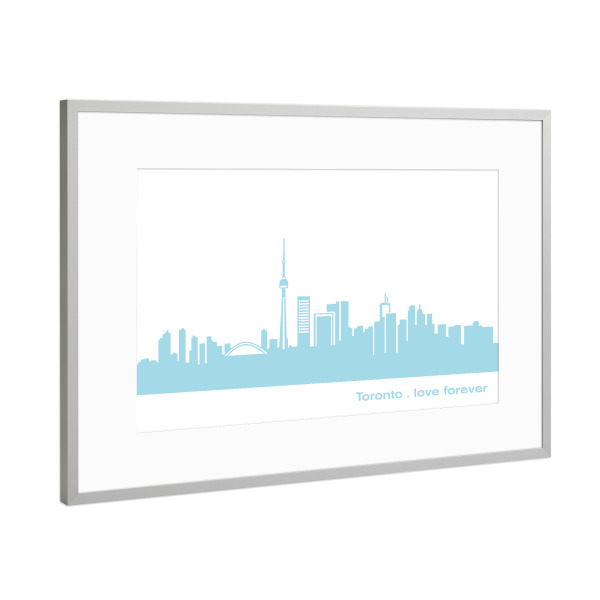 Poster mit Rahmen Silber "TORONTO 08 Pastel-Blue Print" artboxONE - Städte,Städte / Weitere