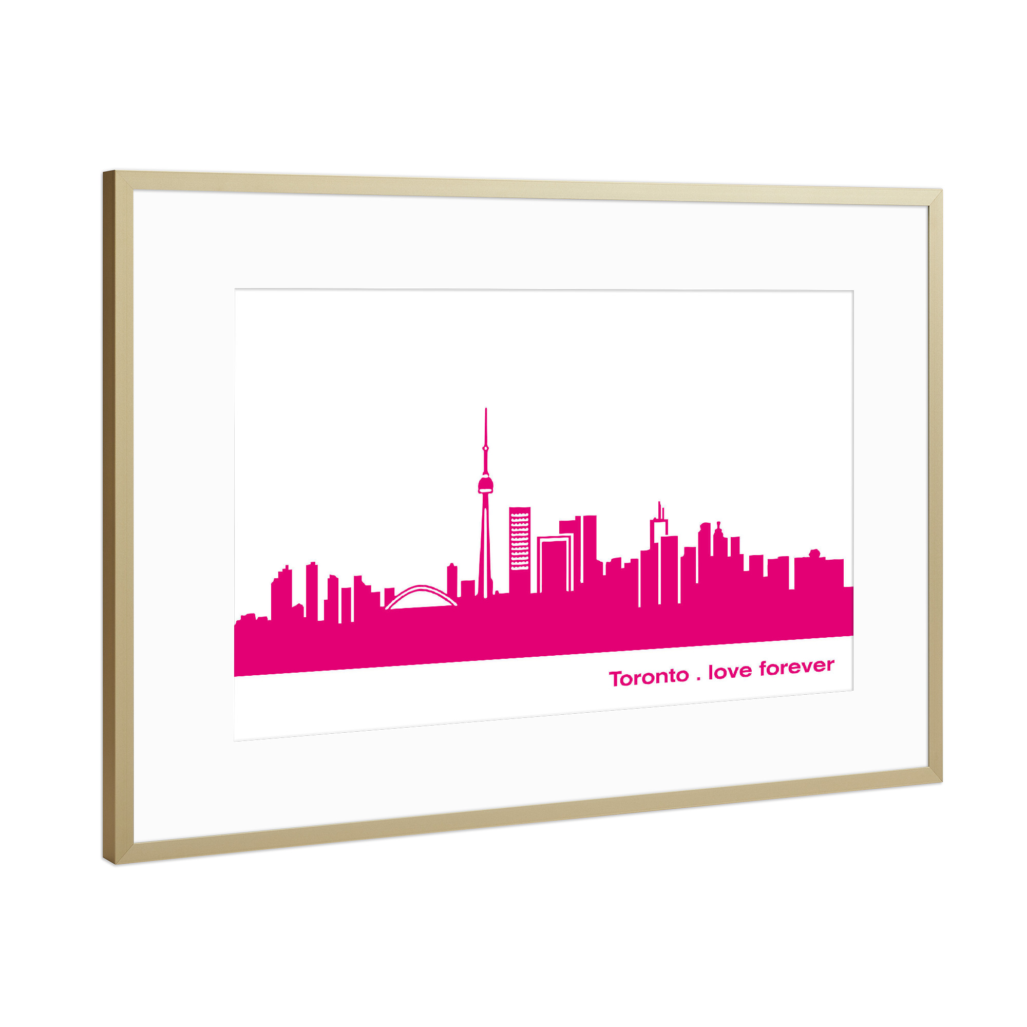 Poster mit Rahmen Gold "TORONTO 04 Pink Skyline Print" artboxONE - Städte,Städte / Weitere