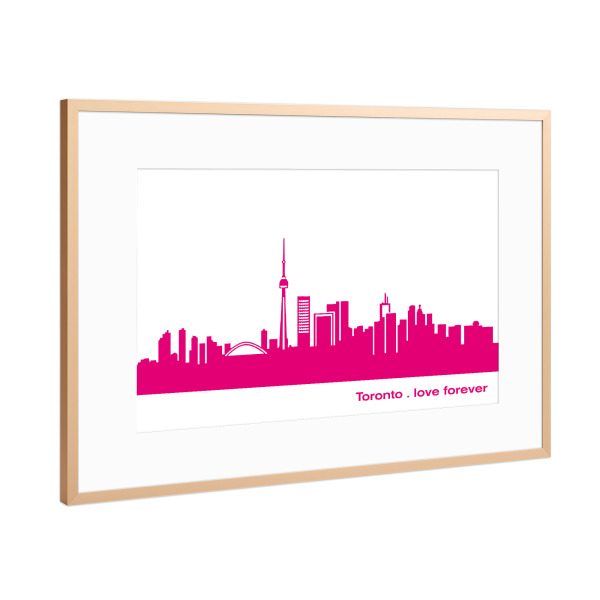 Poster mit Rahmen Kupfer "TORONTO 04 Pink Skyline Print" artboxONE - Städte,Städte / Weitere