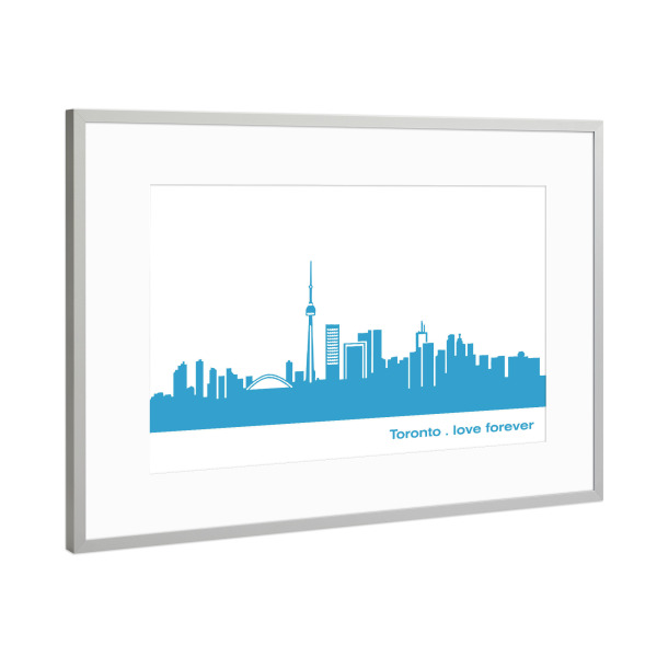 Poster mit Rahmen Silber "TORONTO 05 Teal Skyline Print" artboxONE - Städte,Städte / Weitere