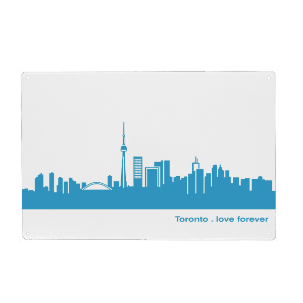 Holzbild "TORONTO 05 Teal Skyline Print" artboxONE - Städte,Städte / Weitere