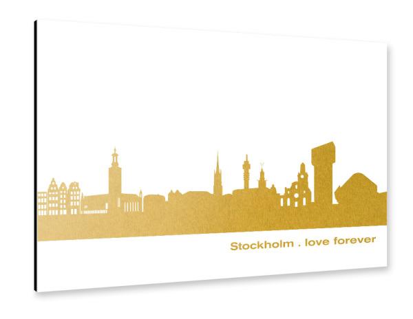 Alu-Dibond "STOCKHOLM GOLD Druck" 30x20 cm artboxONE