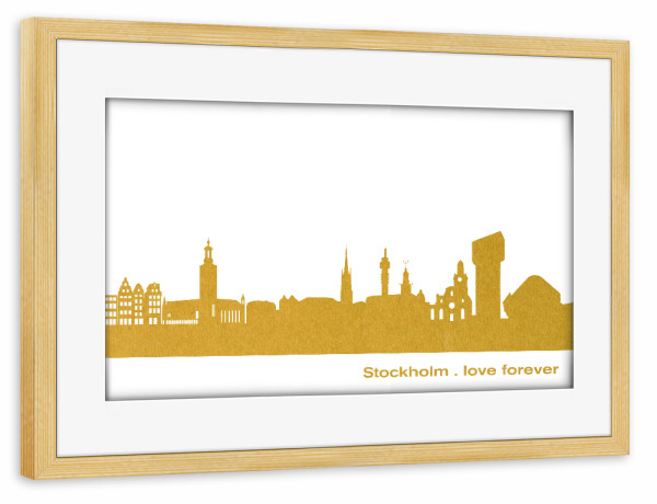 Poster mit Rahmen kiefer "STOCKHOLM GOLD Druck" artboxONE - Städte,Reise,Städte / Stockholm