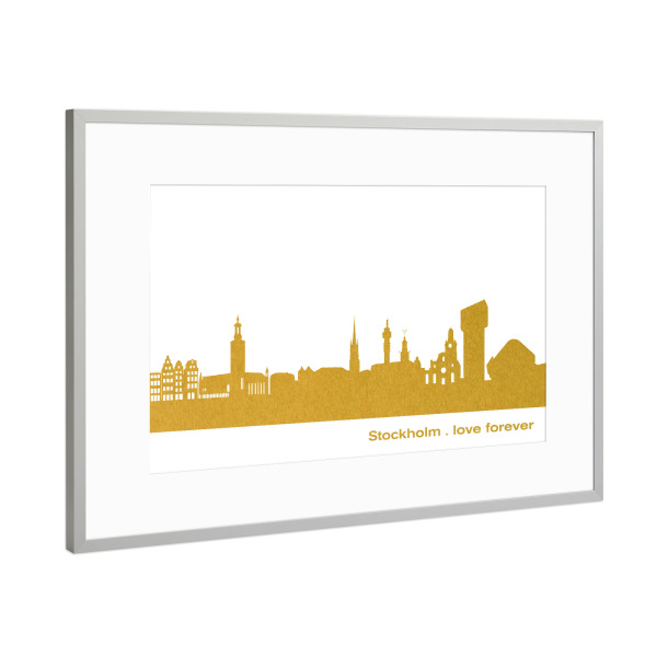 Poster mit Rahmen Silber "STOCKHOLM GOLD Druck" artboxONE - Städte,Reise,Städte / Stockholm
