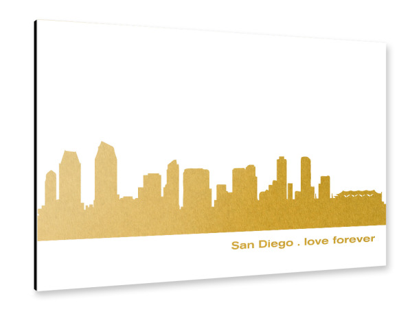 Alu-Dibond "SAN DIEGO GOLD Druck" 30x20 cm artboxONE