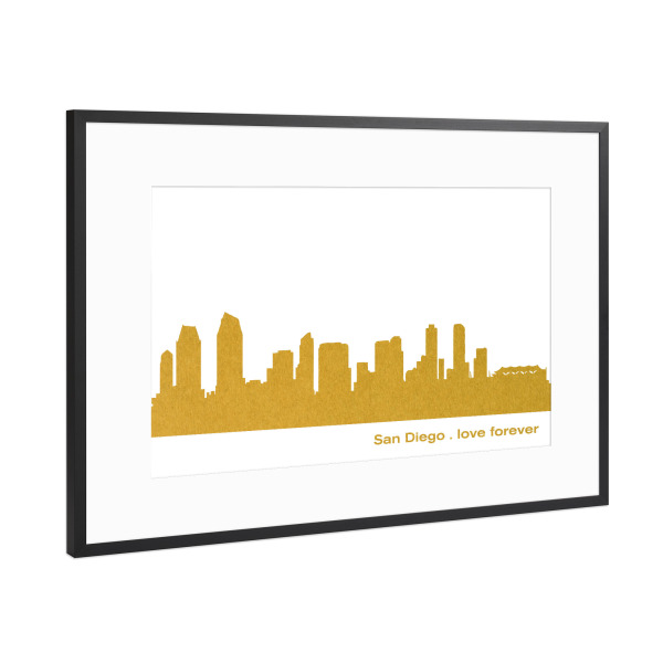 Poster mit Rahmen Schwarz (Metallic) "SAN DIEGO GOLD Druck" artboxONE - Städte,Reise,Städte / Weitere