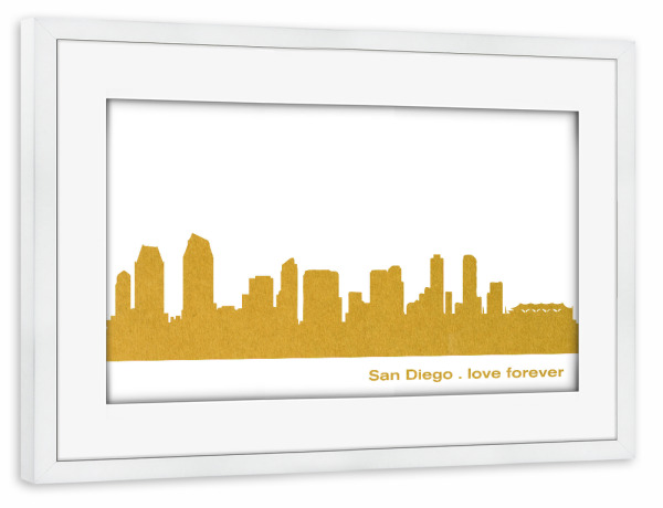 Poster mit Rahmen weiß "SAN DIEGO GOLD Druck" artboxONE - Städte,Reise,Städte / Weitere