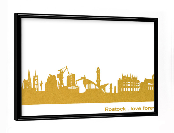 Poster mit schwarzem Rahmen "ROSTOCK GOLD Druck" artboxONE - Städte,Reise,Städte / Weitere