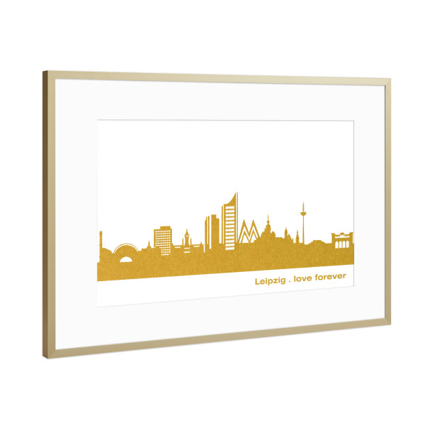 Poster mit Rahmen Gold "LEIPZIG GOLD Druck" artboxONE - Städte,Reise,Städte / Weitere