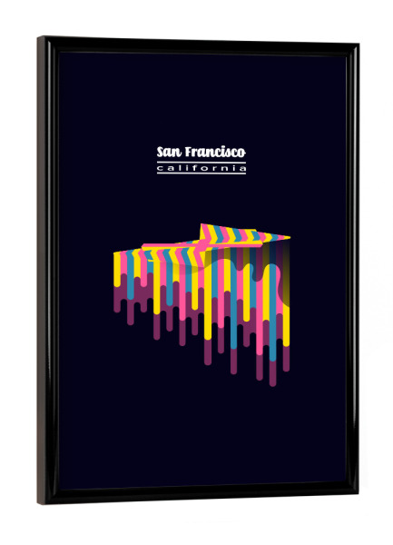 Poster mit schwarzem Rahmen "San Francisco - California" artboxONE - Städte,Typografie,Städte / San Francisco