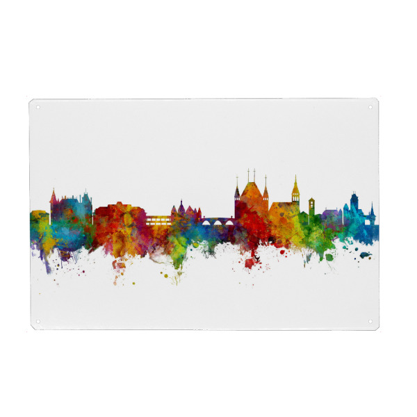 Holzbild "Thun Switzerland Skyline" artboxONE - Städte,Reise