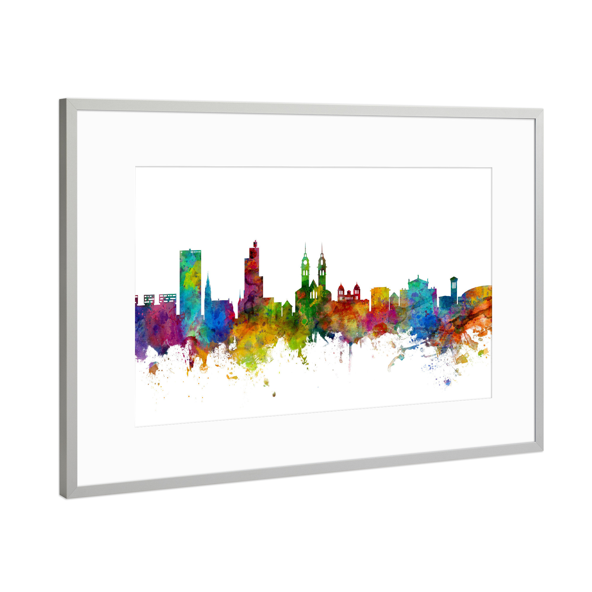 Poster mit Rahmen Silber "Winterthur Switzerland Skyline" artboxONE - Städte,Reise