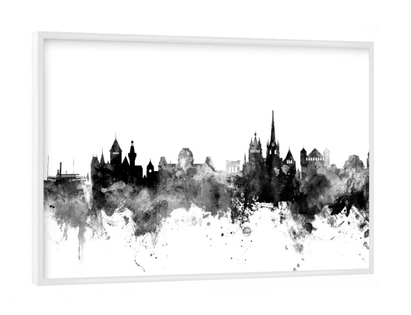 Poster mit weißem Rahmen "Lausanne Switzerland Skyline" artboxONE - Städte,Reise,Schwarzweiß