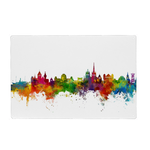 Holzbild "Lausanne Switzerland Skyline 2" artboxONE - Städte,Reise