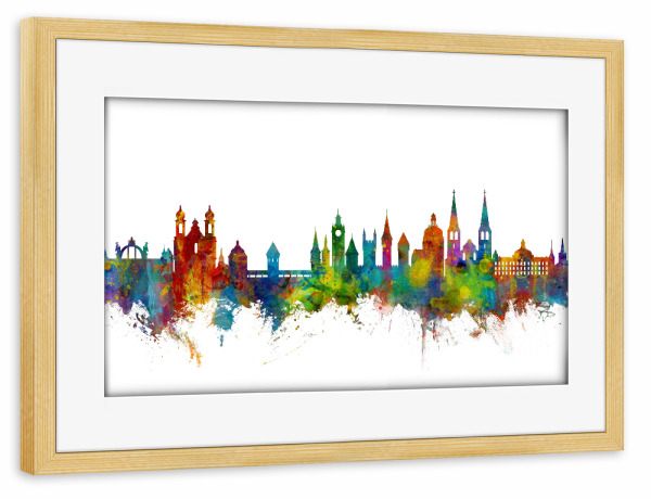 Poster mit Rahmen kiefer "Lucerne Switzerland Luzern Skyline 2" artboxONE - Städte,Reise