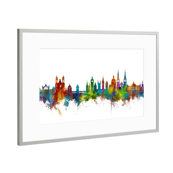 Poster mit Rahmen Silber "Lucerne Switzerland Luzern Skyline 2" artboxONE - Städte,Reise