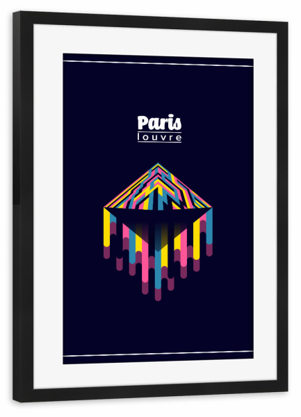 Poster mit Rahmen schwarz "Paris - Louvre" artboxONE - Städte,Reise,Städte / Paris