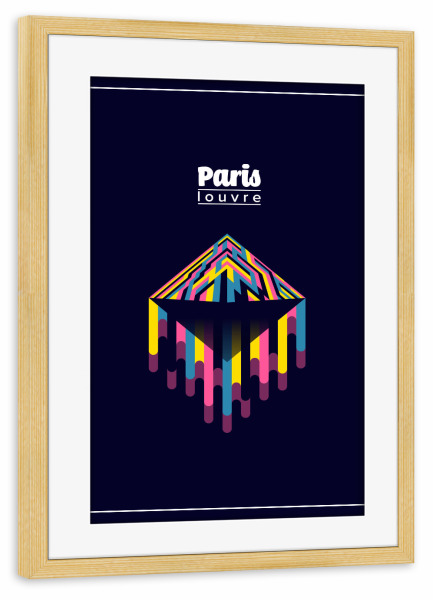 Poster mit Rahmen kiefer "Paris - Louvre" artboxONE - Städte,Reise,Städte / Paris