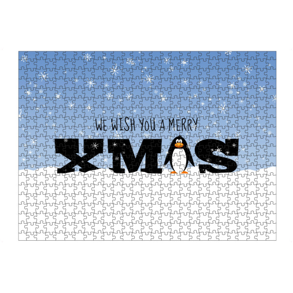 Puzzle Ravensburger "Merry XMAS Pinguin" artboxONE - Typografie,Natur,Für Kinder,Tiere,Comic,Weihnachten,Für Mama,Für Papa
