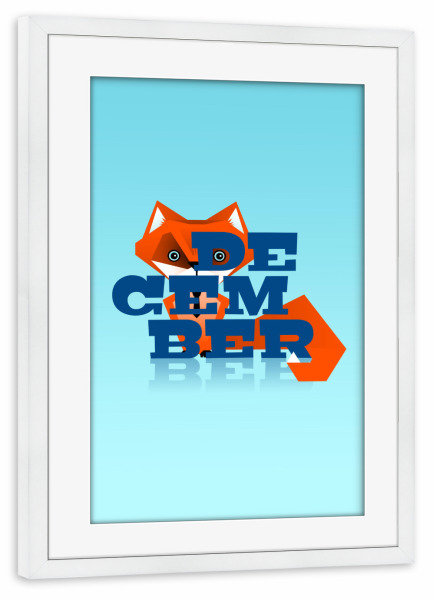 Poster mit Rahmen weiß "Animals in Color - December" artboxONE - Typografie,Floral,Für Kinder,Tiere,Comic,Weihnachten