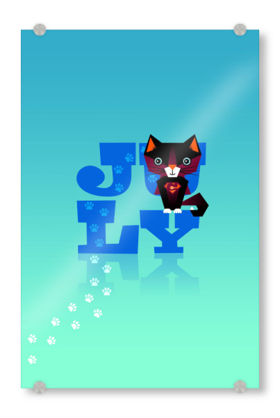 Acrylglasbild "Animals in Color - July" artboxONE - Typografie,Floral,Für Kinder,Tiere,Comic,Weihnachten