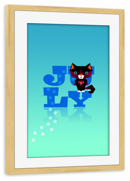 Poster mit Rahmen kiefer "Animals in Color - July" artboxONE - Typografie,Floral,Für Kinder,Tiere,Comic,Weihnachten