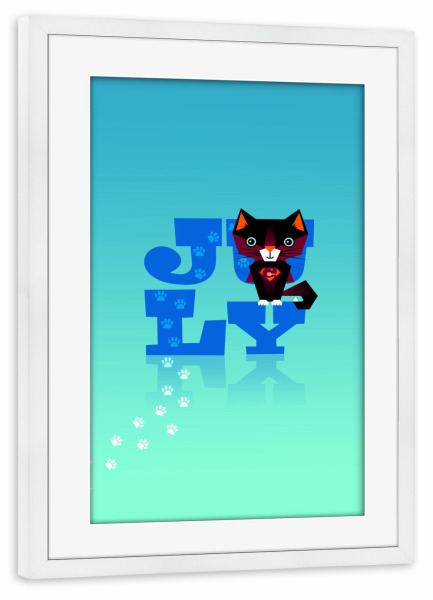 Poster mit Rahmen weiß "Animals in Color - July" artboxONE - Typografie,Floral,Für Kinder,Tiere,Comic,Weihnachten