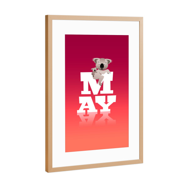 Poster mit Rahmen Kupfer "Animals in Color - May" artboxONE - Typografie,Floral,Für Kinder,Tiere,Comic,Weihnachten