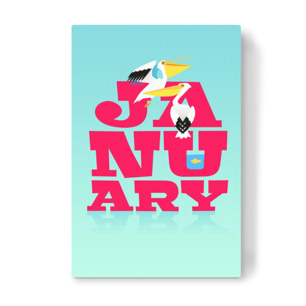 Leinwandbild "Animals in Color - January" artboxONE - Typografie,Floral,Für Kinder,Tiere,Weihnachten