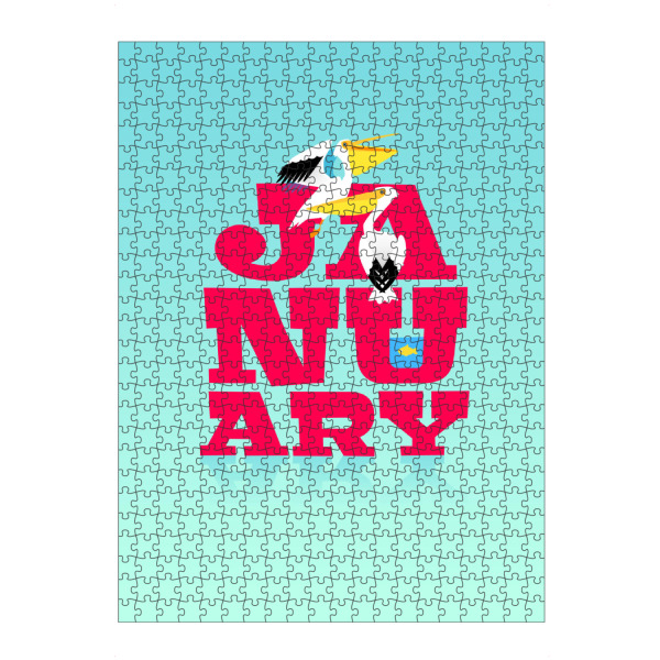 artboxONE Puzzle "Animals in Color - January" artboxONE - Typografie,Floral,Für Kinder,Tiere,Weihnachten