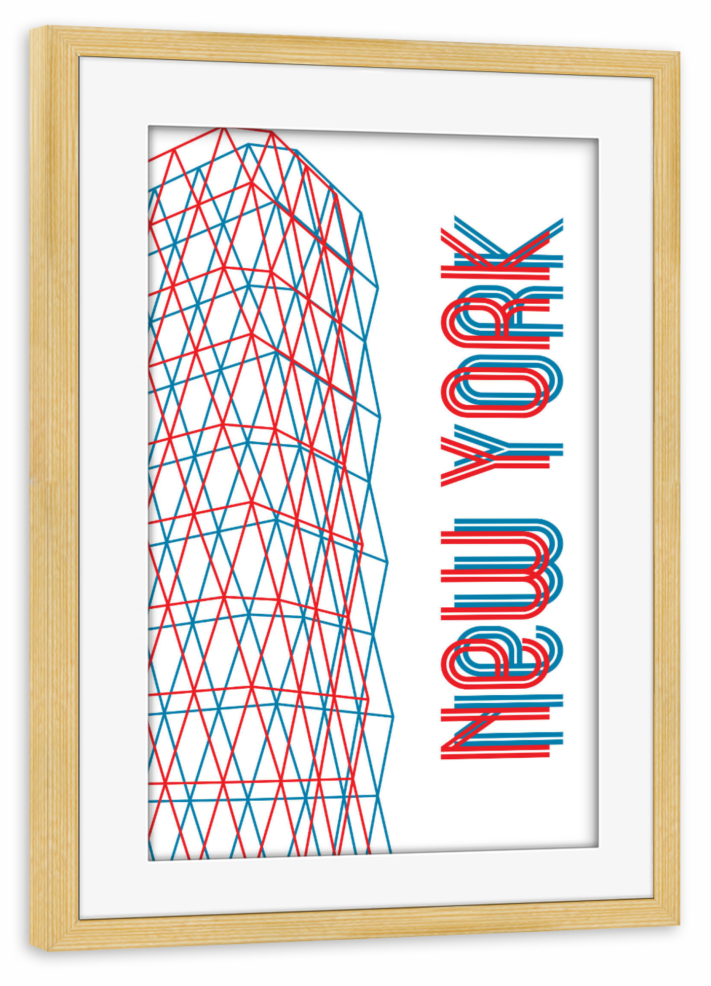 Poster mit Rahmen kiefer "New York City 9" artboxONE - Städte,Städte / New York,Typografie,Reise,Architektur,Geometrie