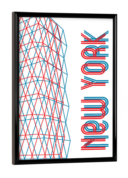 Poster mit schwarzem Rahmen "New York City 9" artboxONE - Städte,Städte / New York,Typografie,Reise,Architektur,Geometrie