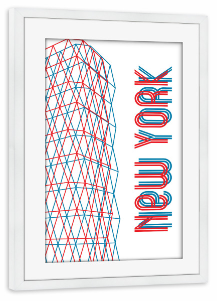 Poster mit Rahmen weiß "New York City 9" artboxONE - Städte,Städte / New York,Typografie,Reise,Architektur,Geometrie