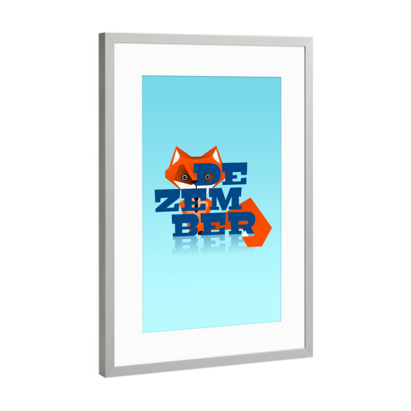 Poster mit Rahmen Silber "Bunte Welt der Tiere - Dezember" artboxONE - Typografie,Für Kinder,Tiere,Weihnachten