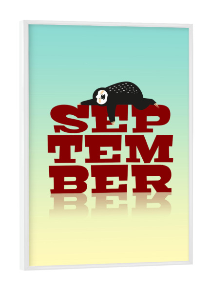 Poster mit weißem Rahmen "Bunte Welt der Tiere - September" artboxONE - Typografie,Für Kinder,Tiere,Weihnachten