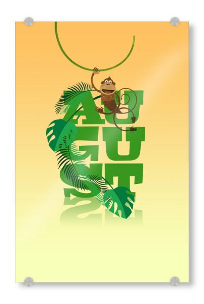 Acrylglasbild "Bunte Welt der Tiere - August" artboxONE - Typografie,Für Kinder,Tiere,Weihnachten